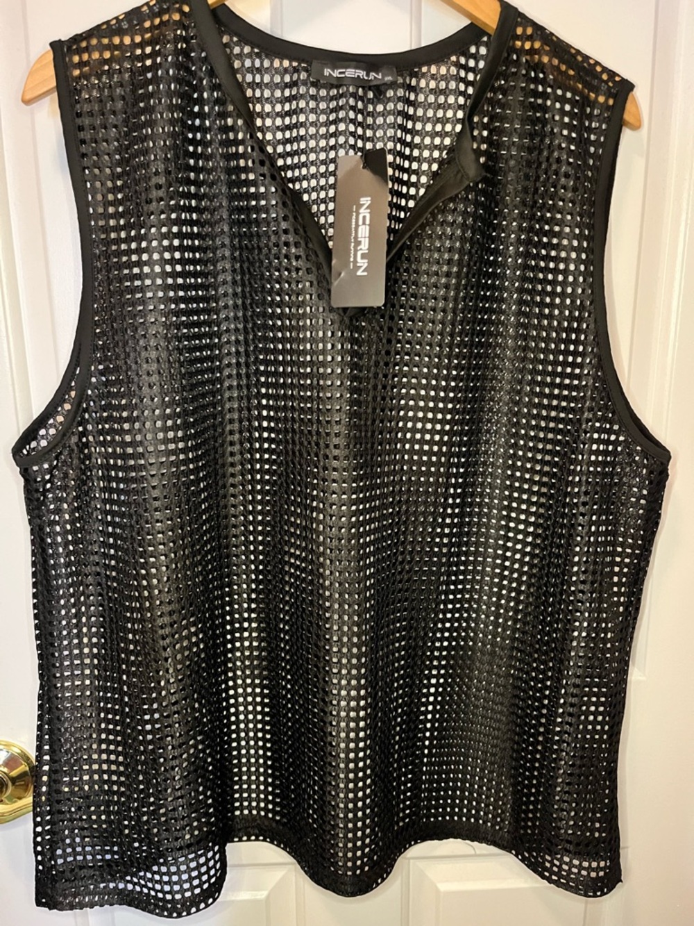 NWT Incerun Black Mesh Sleeveless Shirt Sz 3X